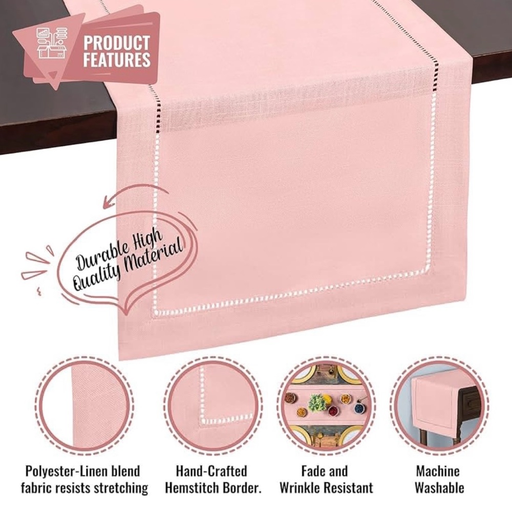 Pink Table Runner 14”x108” new